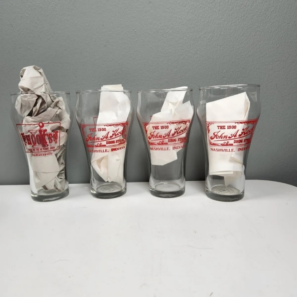 Set of 4 Hooks Drug Store John A Hook Nashville/Indianapolis Indiana Glasses